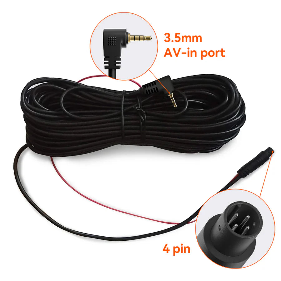 Wolfbox G900 Pro 10m Rear Camera Longer Replacement Cable (AV-In Port)