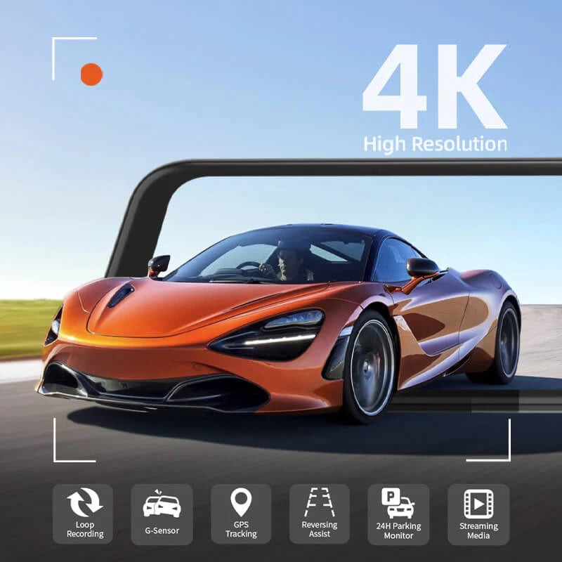 WOLFBOX G850 4K Mirror Dash Cam, Rear View Mirror Camera