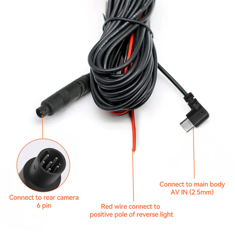 Wolfbox G900 Pro 10m Rear Camera Longer Replacement Cable (USB C)