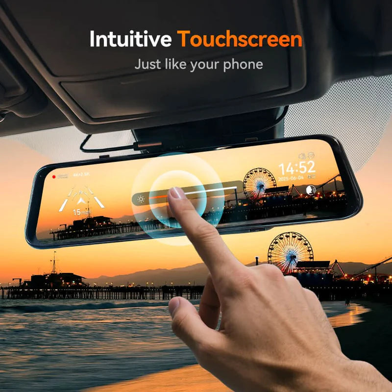 WOLFBOX G900Pro 12MP WiFi Touch Screen Rear View Mirror Dash Cam Smart Mirror RHD
