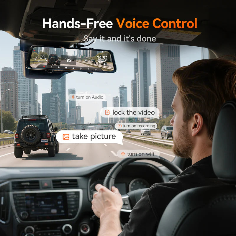 WOLFBOX G900Pro 12MP WiFi Touch Screen Rear View Mirror Dash Cam Smart Mirror RHD