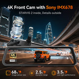 WOLFBOX G900Pro 12MP WiFi Touch Screen Rear View Mirror Dash Cam Smart Mirror RHD