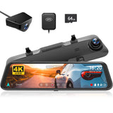 WOLFBOX G850 4K Mirror Dash Cam, Rear View Mirror Camera