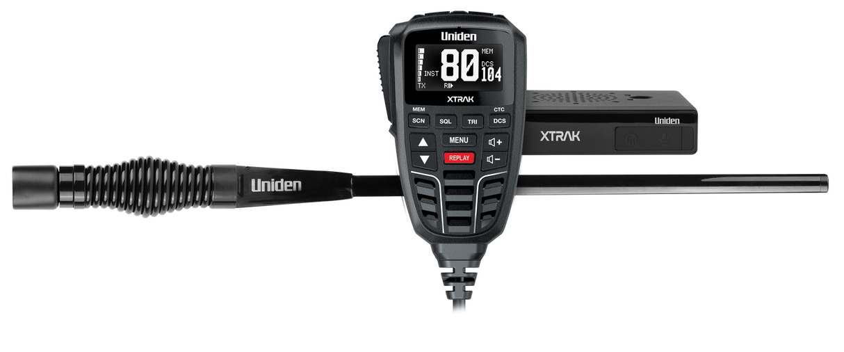 Uniden XTRAK 80 Smart UHF Radio w/ Large OLED Display & ATX890S Antenna Adventure Pack