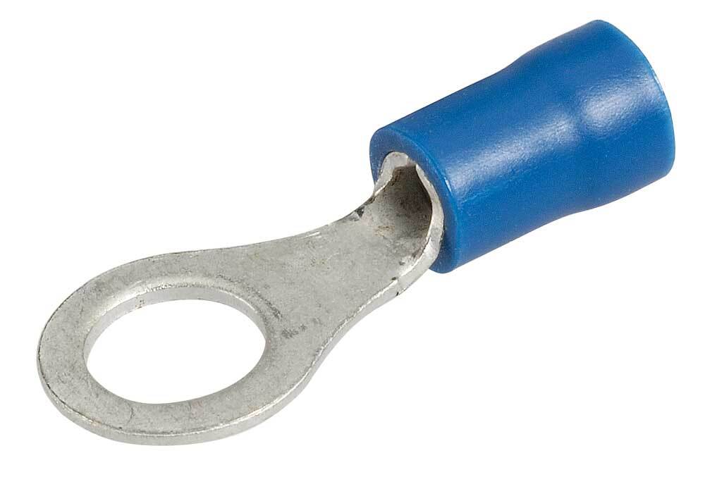 6mm Crimp Nylon Ring Terminal - Blue 100